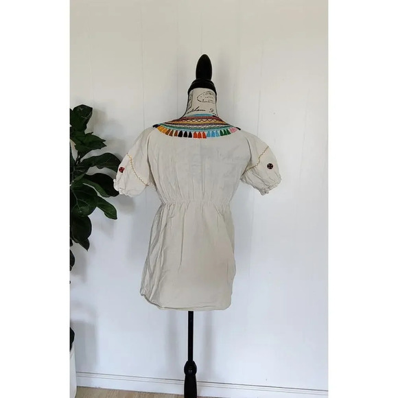 Mexican Tunic Top embroidered Blouse Handmade Hippie Boho One Size (S-L) - Picture 2 of 7